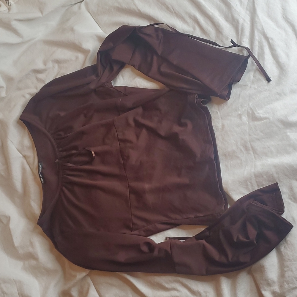 Shein large brown long sleeve shirt